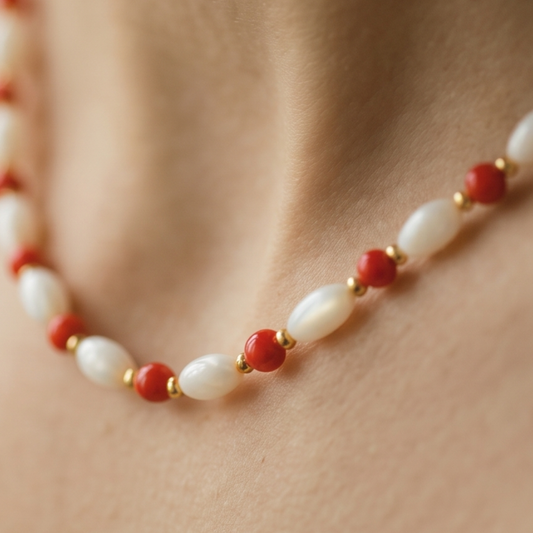 Perle de Corail – Dames Edelsteen Ketting
