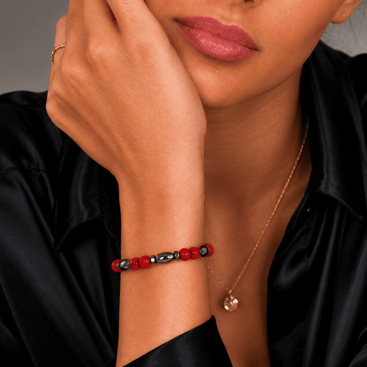 Rosso Nero – Unisex Edelsteen Armband