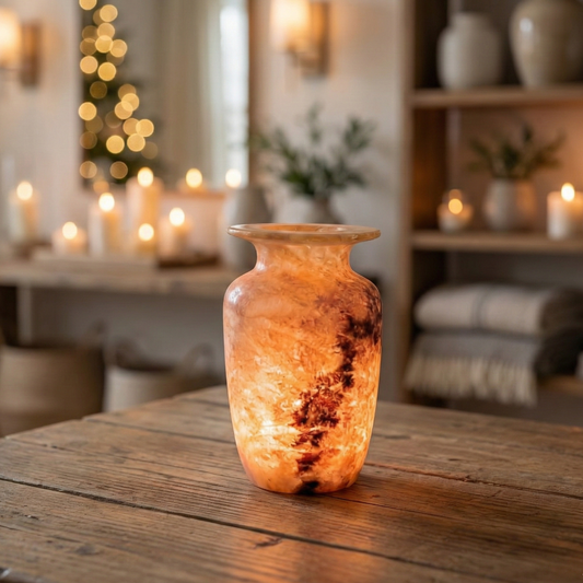Natuursteen Windlicht 17,5 cm – Alabaster Fuoco Silenzioso