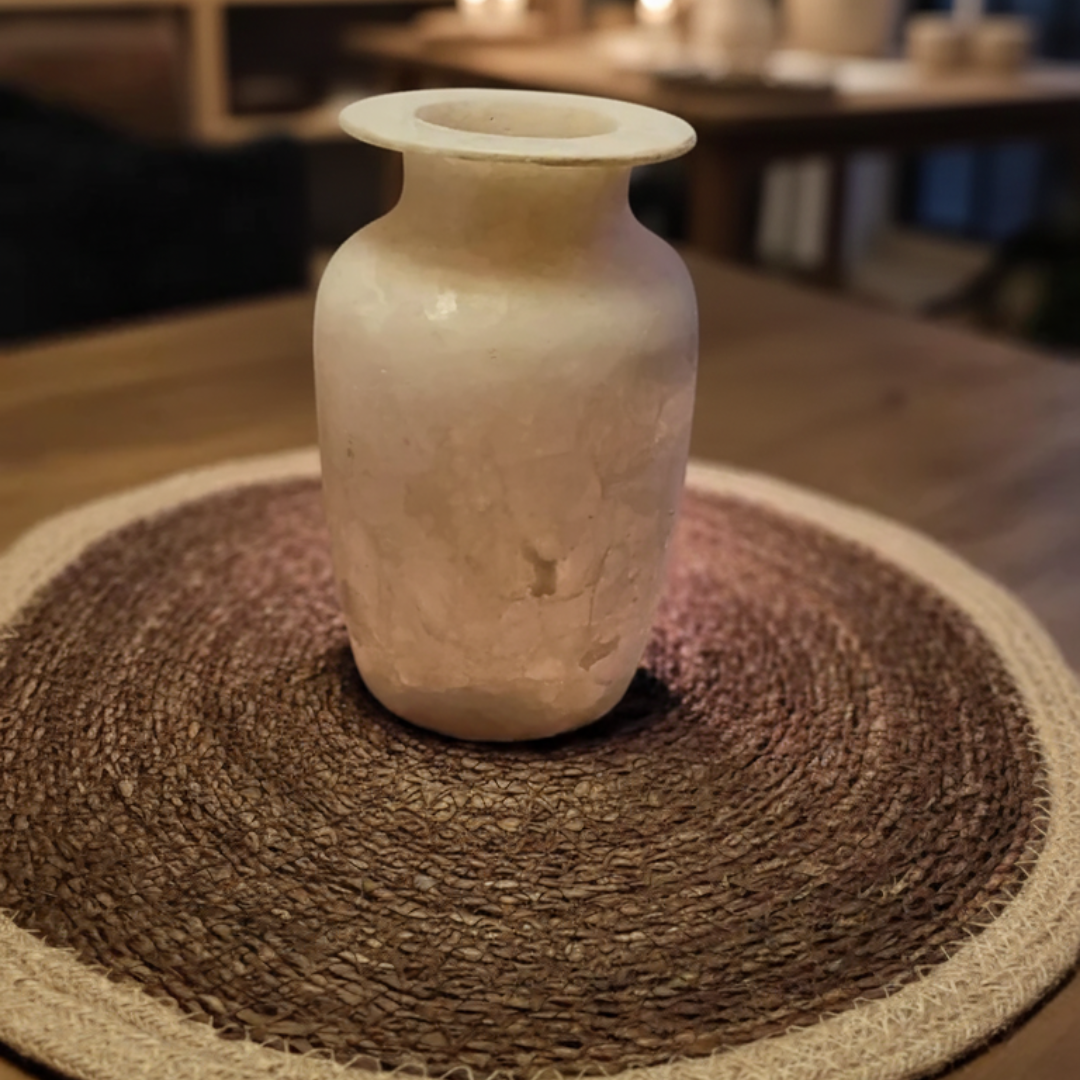 Natuursteen Windlicht 17 cm – Alabaster Witte Steen