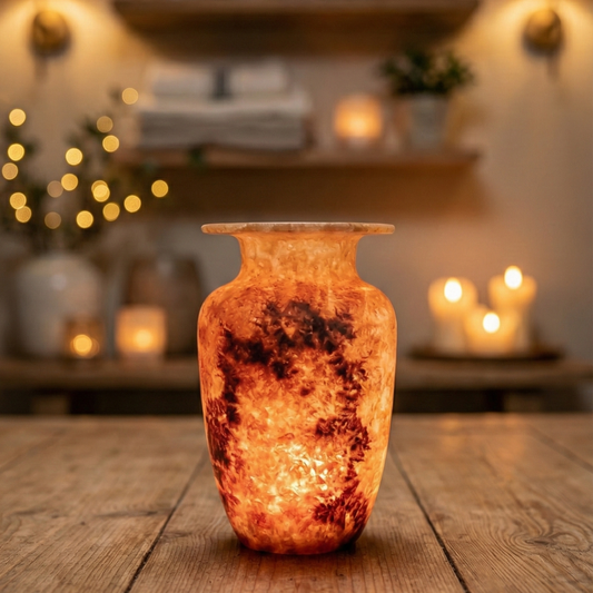 Natuursteen Windlicht 17,5 cm – Alabaster Fuoco Silenzioso
