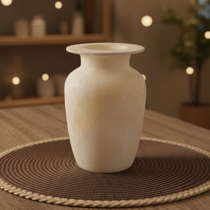 Natuursteen Windlicht 17 cm – Alabaster Witte Steen