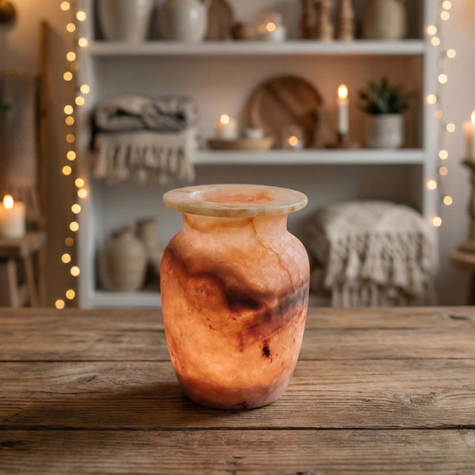 Natuursteen Windlicht 14,5cm - Alabaster Rosa di Terra