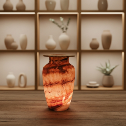 Natuursteen Windlicht 17,5 cm –  Alabaster Fiamma di Terra