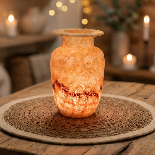 Natuursteen Windlicht 19 cm – Alabaster Luce Antica