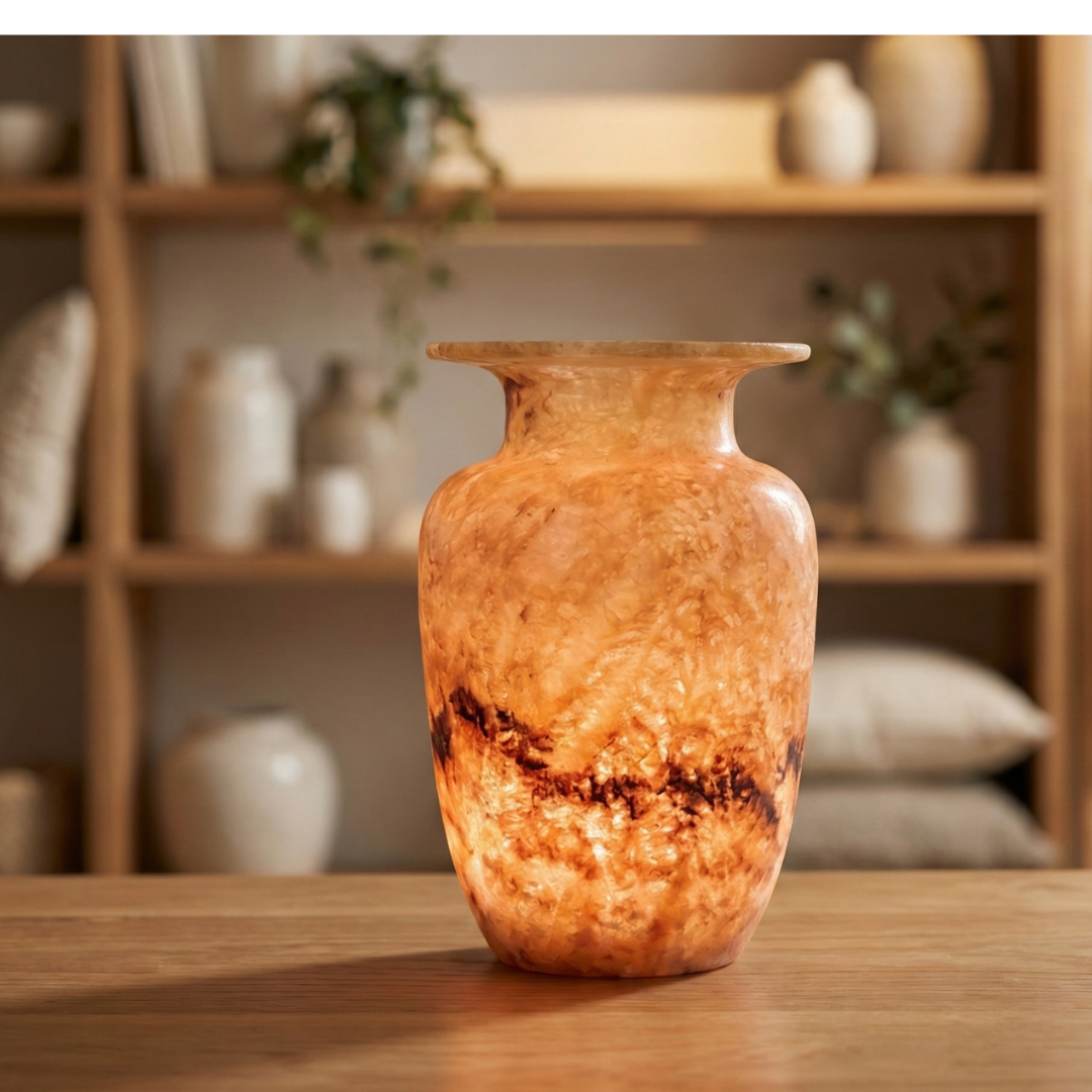 Natuursteen Windlicht 19 cm – Alabaster Luce Antica