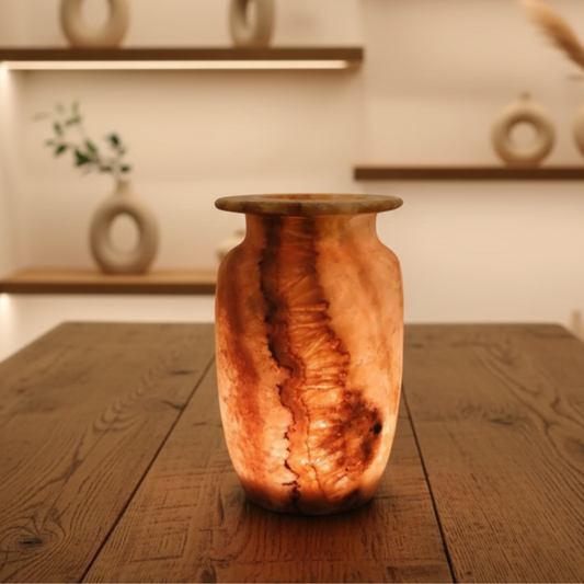 Natuursteen Windlicht 17,5 cm – Alabaster Fiume di Fuoco