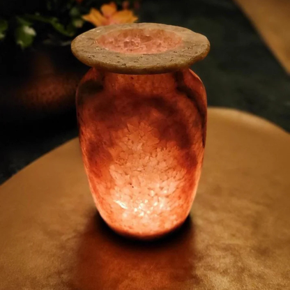 Natuursteen Windlicht 17,5 cm – Alabaster Fiume di Fuoco