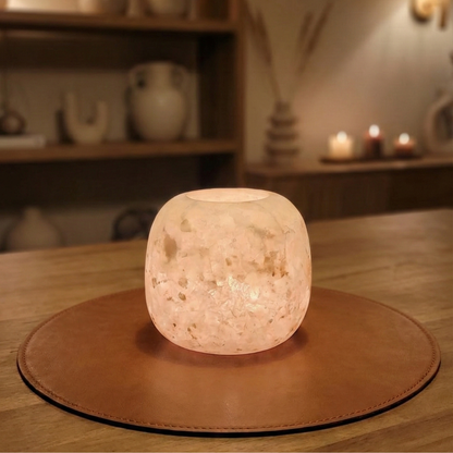 Natuursteen Windlicht 15 cm – Alabaster Klassiek Design