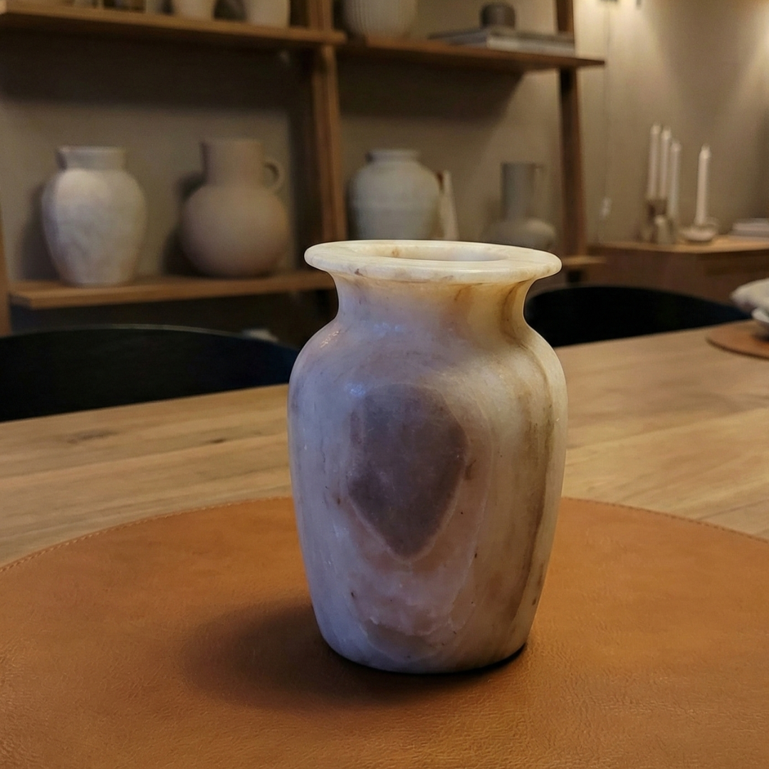Natuursteen Windlicht 14 cm – Alabaster Elegante