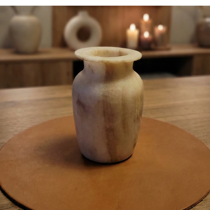 Natuursteen Windlicht 14 cm – Alabaster Elegante