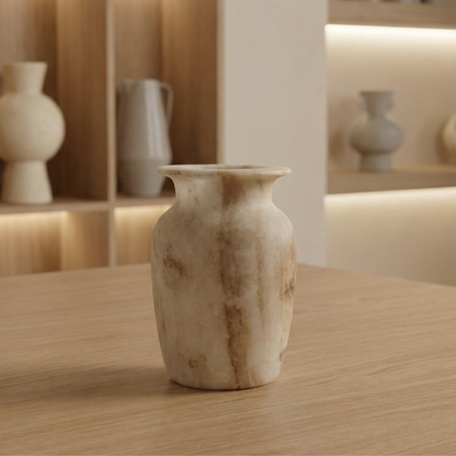 Natuursteen Windlicht 14 cm – Alabaster Elegante