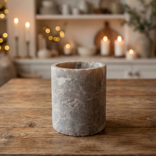 Natuursteen Waxinelichthouder 8 cm – Alabaster Cilindro Rosso