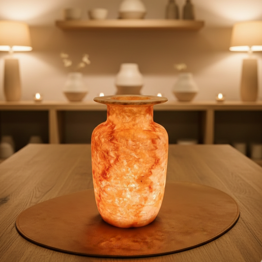 Natuursteen Windlicht 19 cm – Alabaster Fiamma Dorata