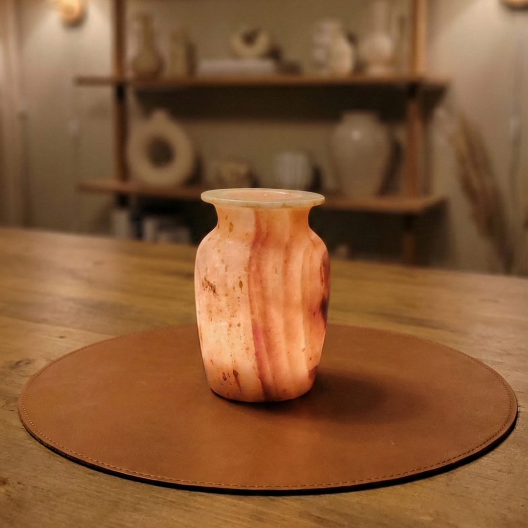 Natuursteen Windlicht 14 cm – Alabaster Elegante