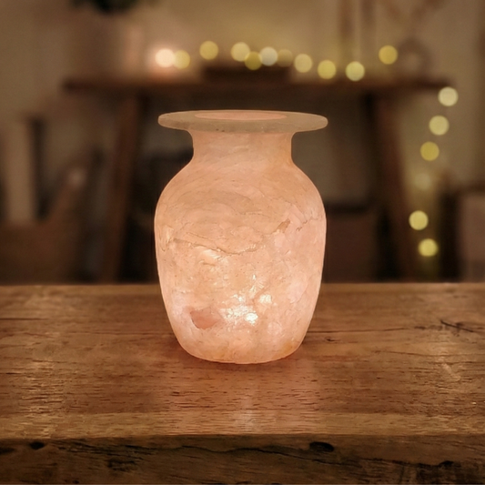 Natuursteen Windlicht 17 cm – Alabaster Witte Steen