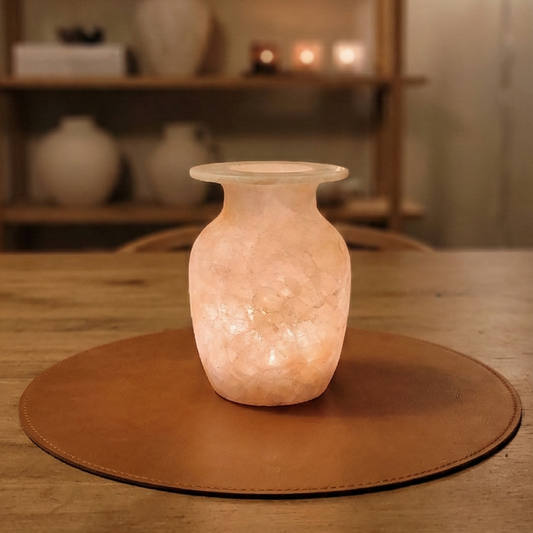 Natuursteen Windlicht 17 cm – Alabaster Witte Steen