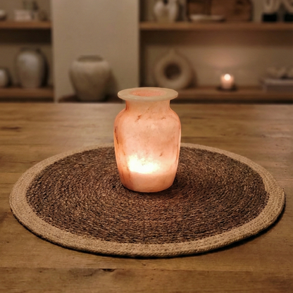 Natuursteen Windlicht 14 cm – Alabaster Elegante