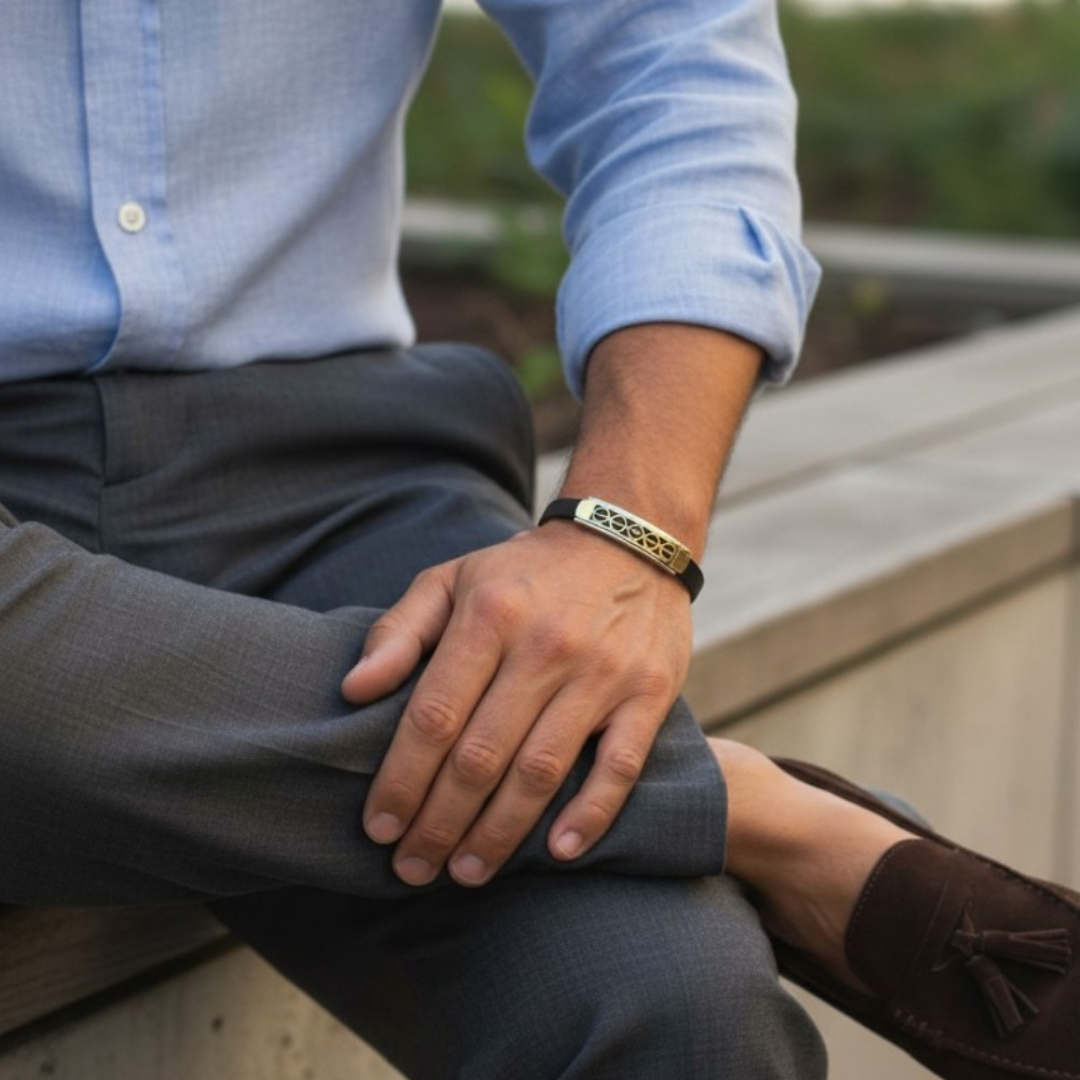 Oro Intreccio Nero – Leren Armband