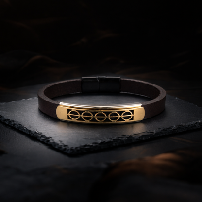 Oro Intreccio Nero – Leren Armband