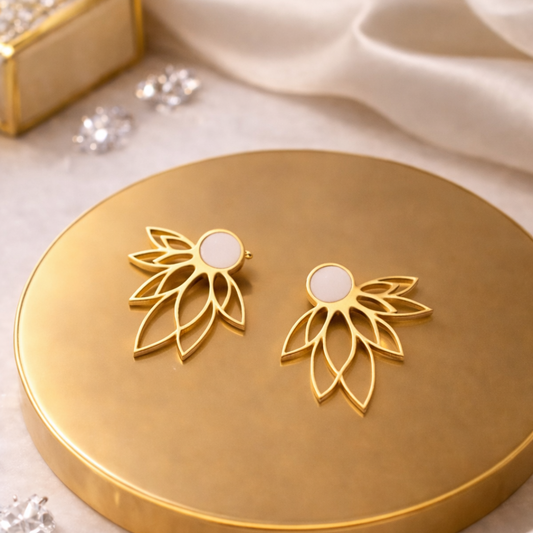 Goud Vergulde Oorbellen – Fiore Perla