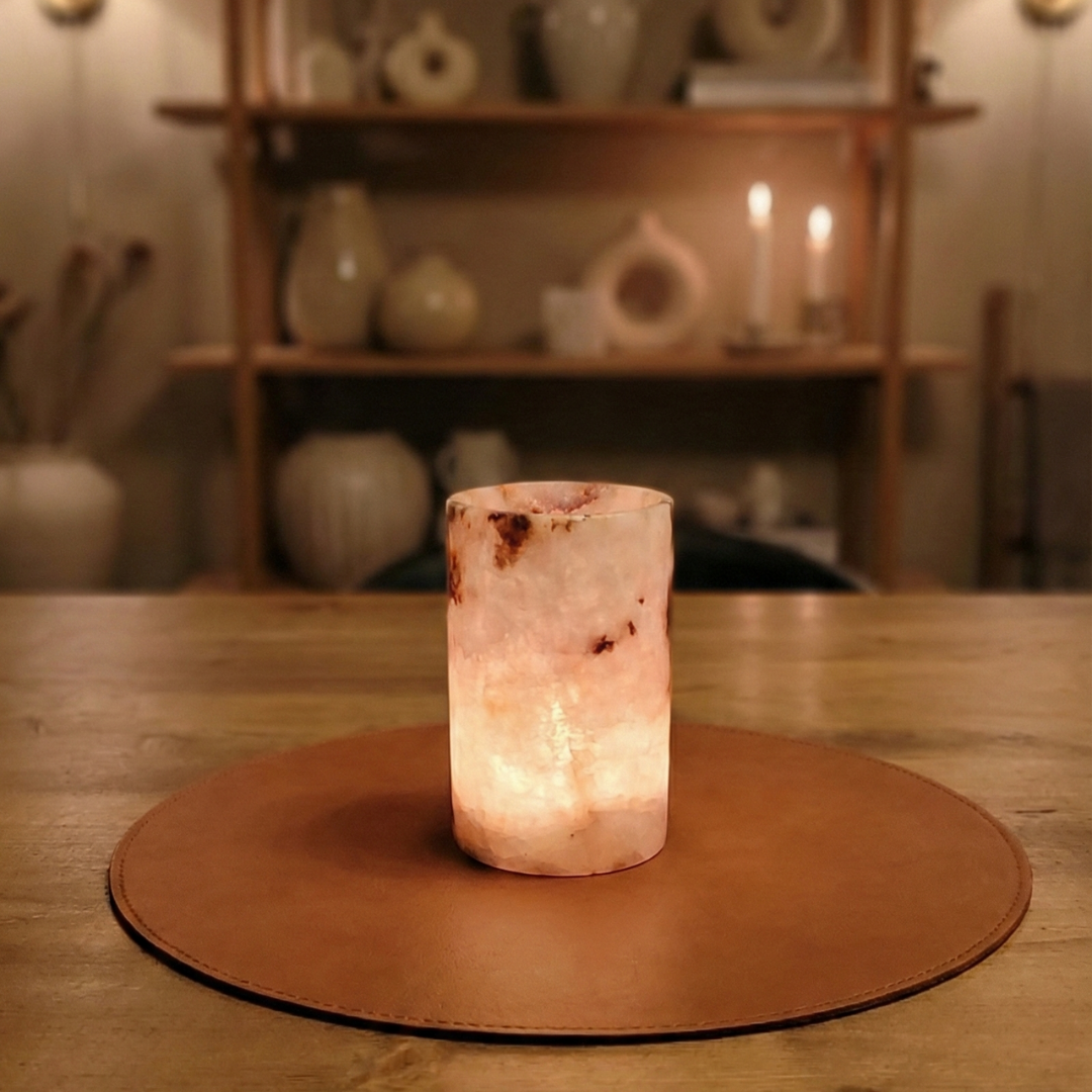 Natuursteen Windlicht 15 cm – Alabaster Luce di Calma