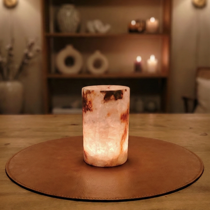 Natuursteen Windlicht 15 cm – Alabaster Luce di Calma