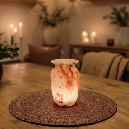 Natuursteen Windlicht 14,5 cm – Alabaster Luce di Ambra