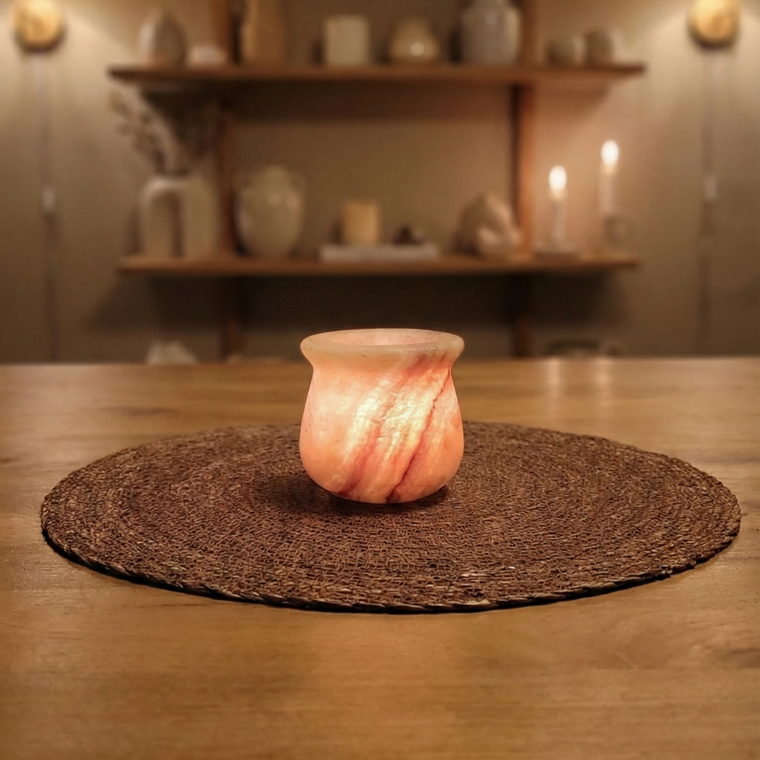 Natuursteen Waxinelichthouder 9 cm – Alabaster Luce di Pietra