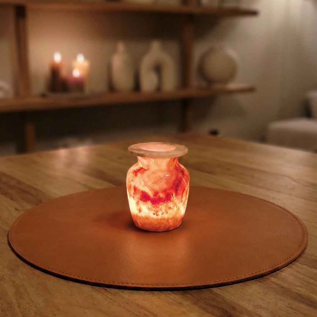 Natuursteen Waxinelichthouder 9,5 cm – Alabaster Aura di Luce