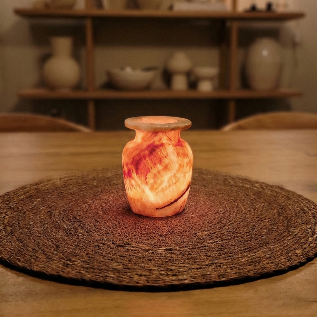 Natuursteen Waxinelichthouder 9,5 cm – Alabaster Aura di Luce