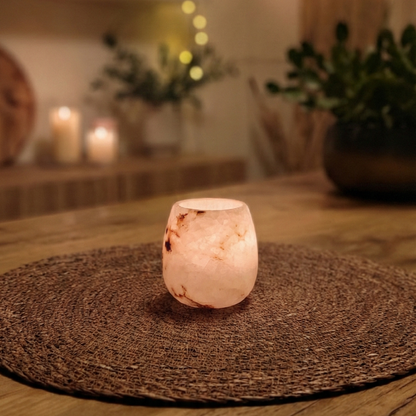 Natuursteen Waxinelichthouder 7,5 cm – Alabaster Luce di Avorio