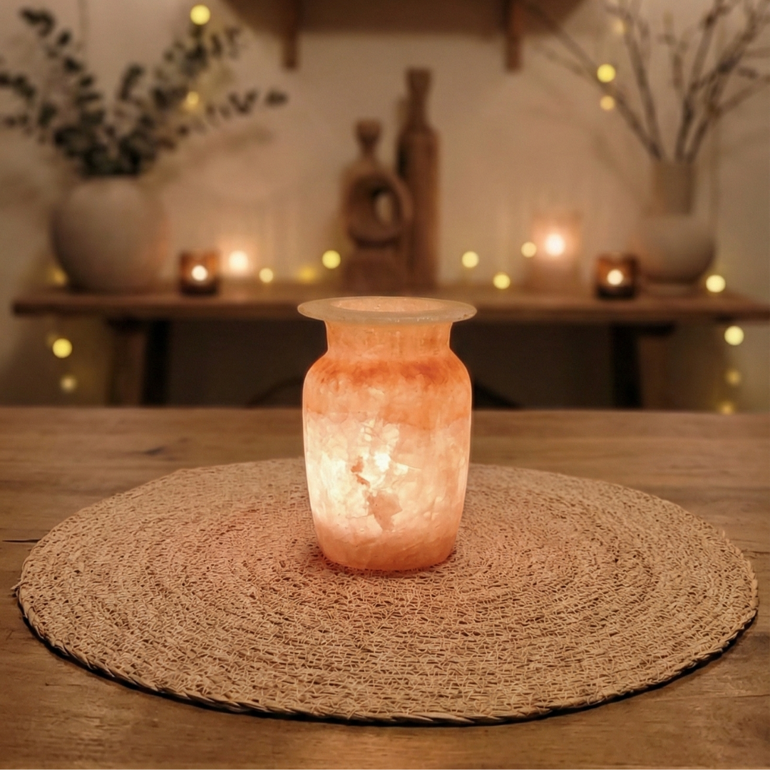 Natuursteen Waxinelichthouder 13 cm – Alabaster Ambra Classica