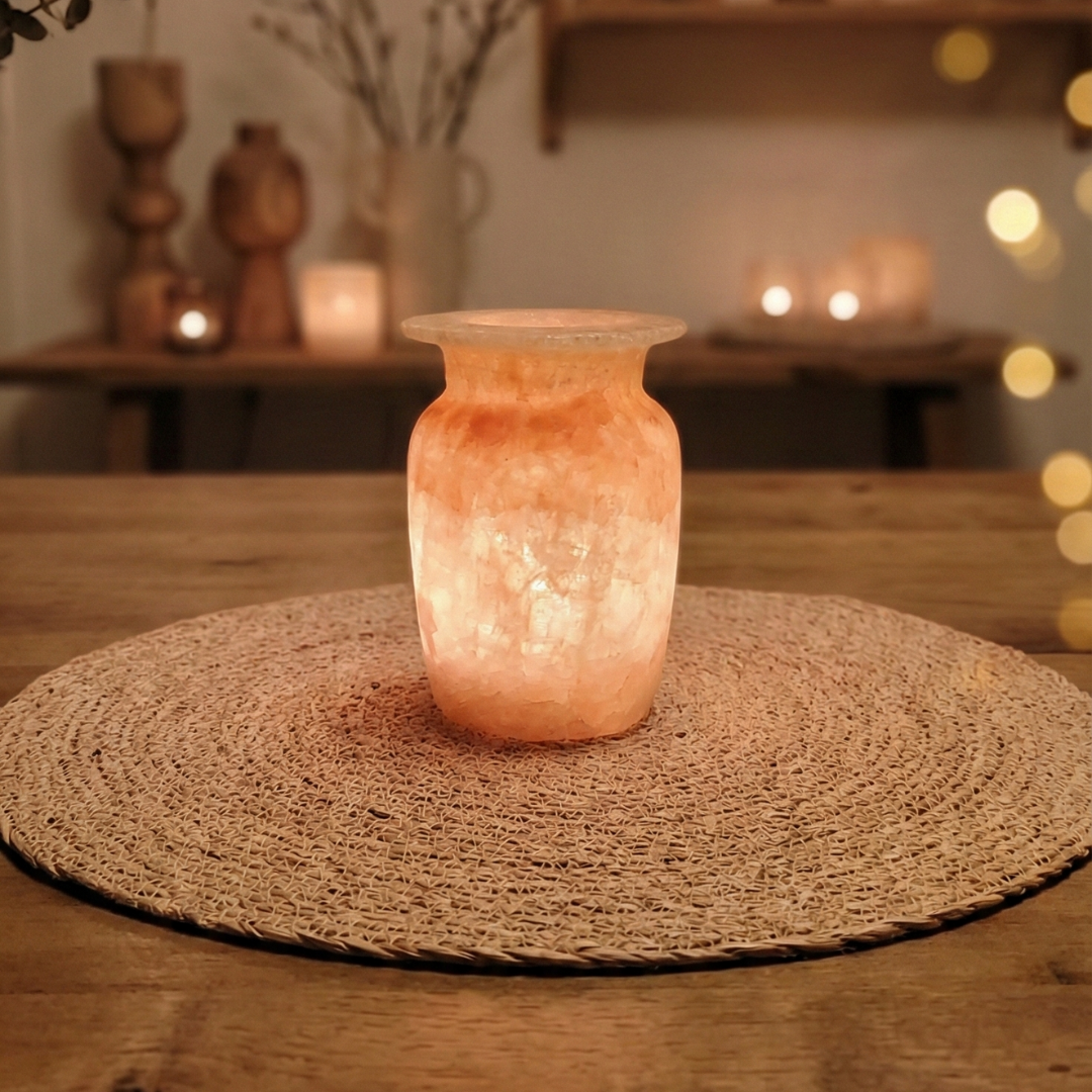 Natuursteen Waxinelichthouder 13 cm – Alabaster Ambra Classica