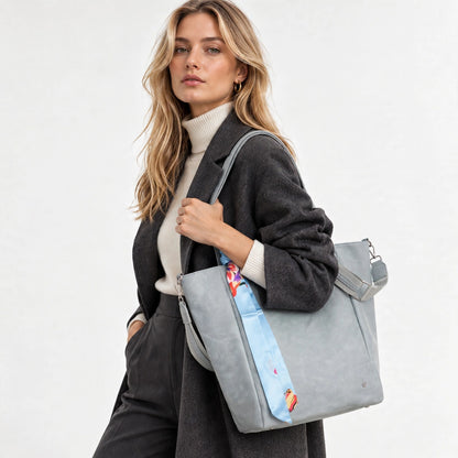 Macon – Dames Shopper Sky Blue met Sjaaltje
