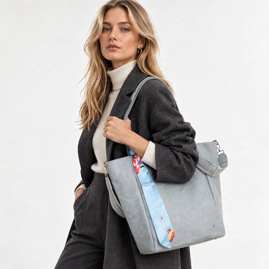 Macon – Dames Shopper Sky Blue met Sjaaltje