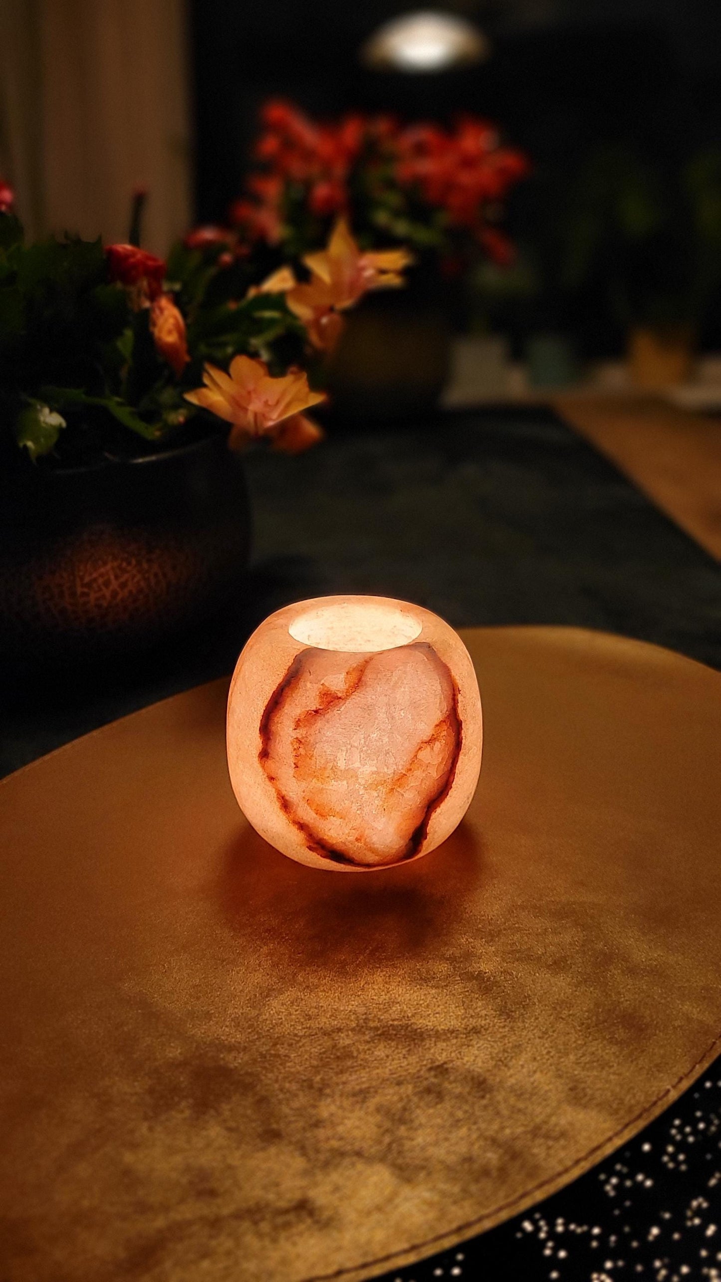 Bolvormige Alabaster Waxinelichthouder