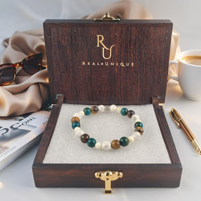 Tigre e Cielo - 8 & 6 mm Edelstenen Armband