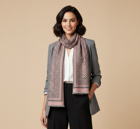 Luxe Sjaal Athena – Roze & Grijs